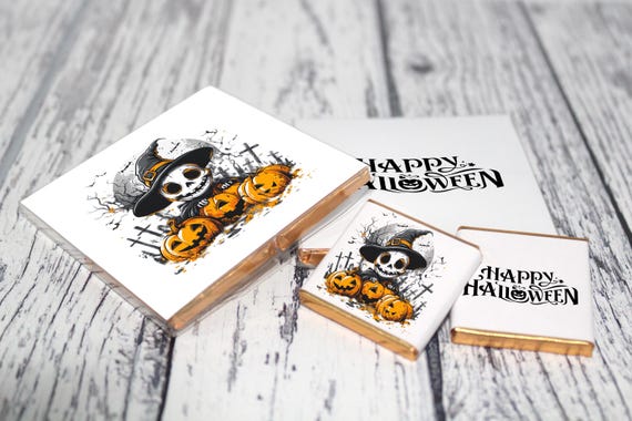 Halloween Chocolate 4 x Neapolitan Chocolates - Personalised Favours - Halloween Gifts - V13