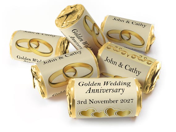 Golden Wedding Anniversary Gifts - Love Heart Sweets - 50th wedding anniversary gifts  V2