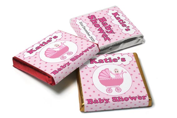 Baby shower chocolates - personalised favours - neapolitan chocolates - girl v1