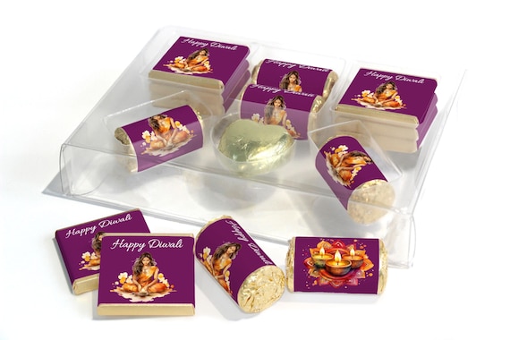 Diwali Large Combo Box - Personalised Favours - Neapolitan Chocolates/Heart/Love Heart Sweets - V1