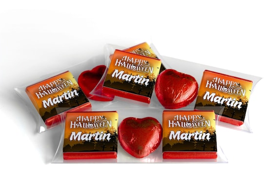 Halloween Chocolate Trio - Personalised Favours - Neapolitan Chocolates & Chocolate Heart - V11