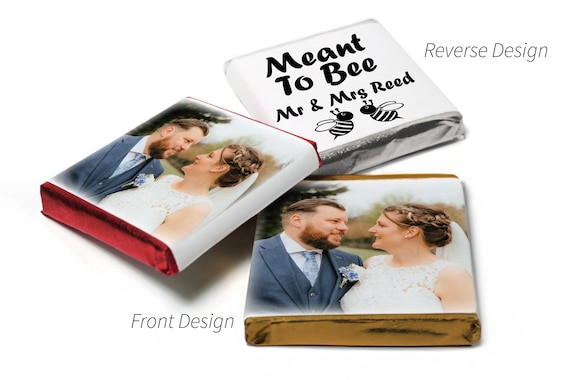 Wedding Chocolates - Personalised Wedding Favours - Neapolitan Chocolates -Meant to Bee - with Image - V1
