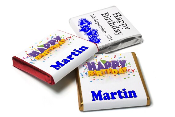 Birthday Gifts - Personalised Favours - Neapolitan Chocolates - V1-Blue Text