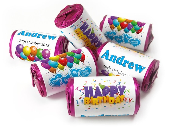 Birthday Gifts - Personalised Favours - Love Heart Sweets with Inner Foil choices - Boy V1