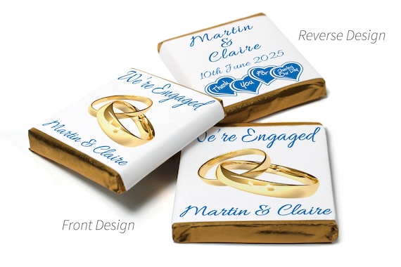 Engaged Chocolates - Personalised Favours - Neapolitan Chocolates - V1 Gold Rings