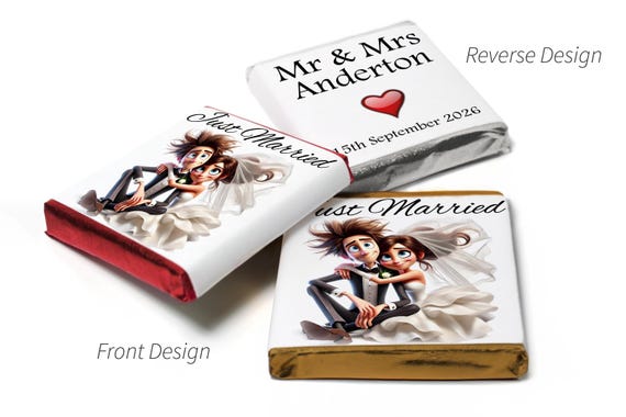 Wedding Chocolates - Personalised Wedding Favours - Neapolitan Chocolates - V16.6