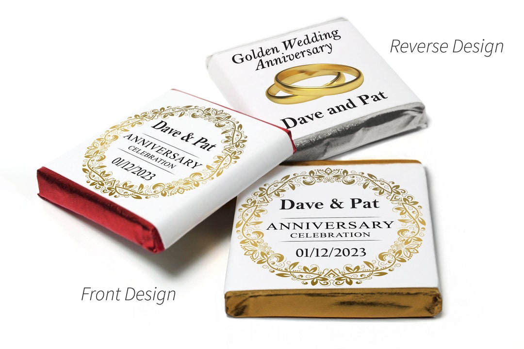 Golden Wedding Anniversary Favours Neapolitan Chocolates V3 Etsy UK