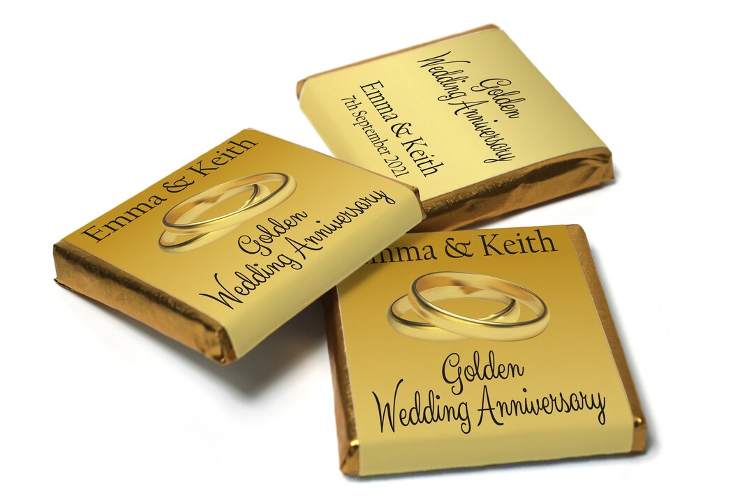 Golden Wedding Anniversary Favours Neapolitan Chocolates V1 Etsy UK