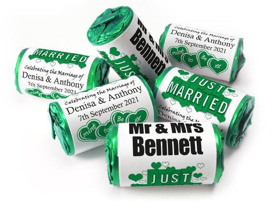 Wedding Sweets - Personalised Wedding Favours - Mini Polo Mints, Foil Choices - V2