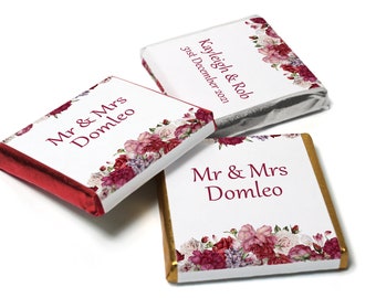 Floral Wedding Chocolates - Personalised Wedding Favours - Neapolitan Chocolates - V6