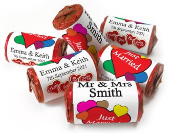 Wedding Sweets - Personalised Wedding Favours - Love Heart Sweets with Inner Foil choices - V6