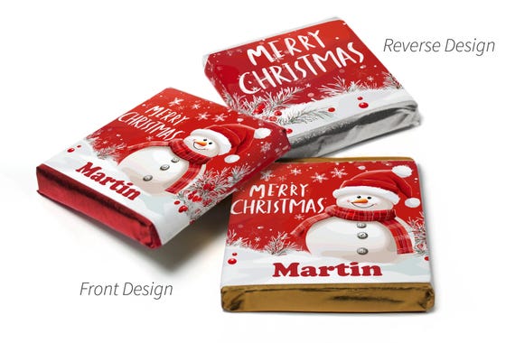 Christmas Chocolates, Personalised Favours, Neapolitan Chocolates, Xmas Party Favors, Santa Sweets, Custom Christmas Gifts, Party Bag V18