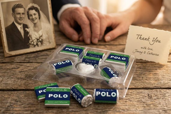 Personalised Wedding Favours | Mint to be Polo Mints & Custom Chocolates Combo Box | Just Married Party Guest Sweet Treats