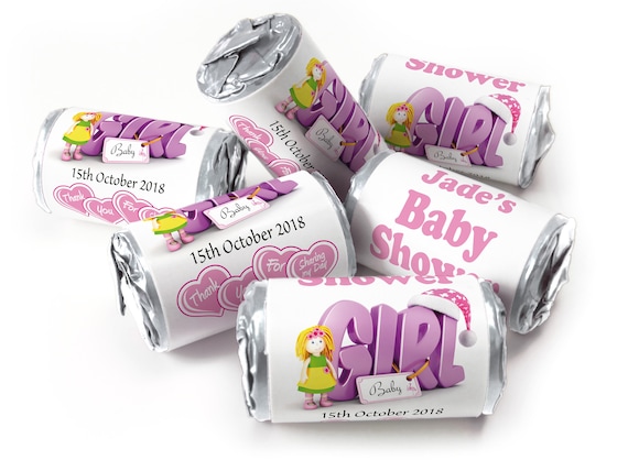 Baby Shower Sweets - Personalised Favours - Love Heart Sweets with Inner Foil choices, Pink Girl - V0