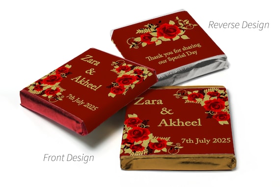 Floral Wedding Chocolates - Personalised Wedding Favours - Neapolitan Chocolates - V0