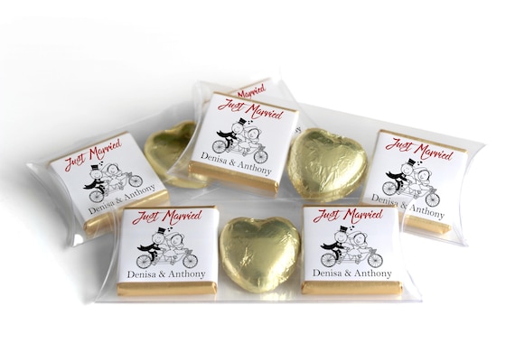 2 Choc Heart Trio Wedding Chocolates - Personalised Favours - Neapolitan Chocolates - V15