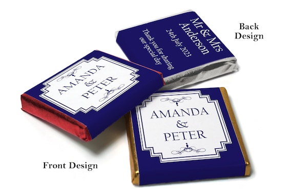 Wedding Chocolates - Personalised Wedding Favours - Neapolitan Chocolates - Gatsby - Blue