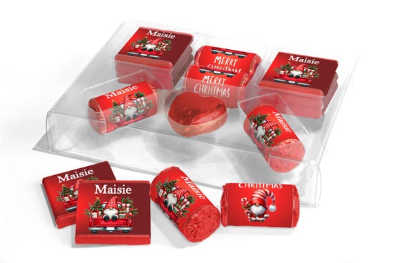 Christmas Gonk Large Combo Box - Personalised Favours - Neapolitan Chocolates/Heart/Love Heart Sweets - V4