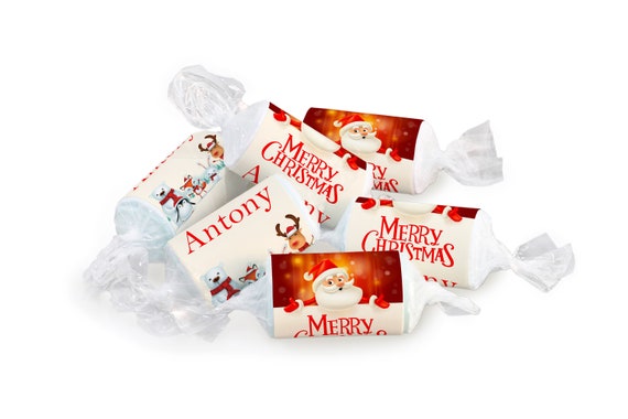 Christmas Sweets - Personalised Favours - Love Heart Sweets - Clear ends - V13