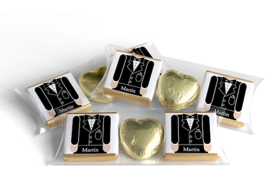 2 Choc Heart Trio Wedding Chocolates - Personalised Favours - Neapolitan Chocolates - Groom