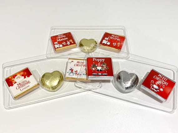 3 x Christmas Boxes - Personalised Xmas - Neapolitan Chocolates x 2 & Heart - 3 for a fiver