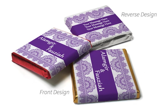 Mehndi Wedding Chocolates Favors, Personalized Neapolitan Chocolates, Mehndi Party Favors, Custom Wedding Gifts, Purple Banner