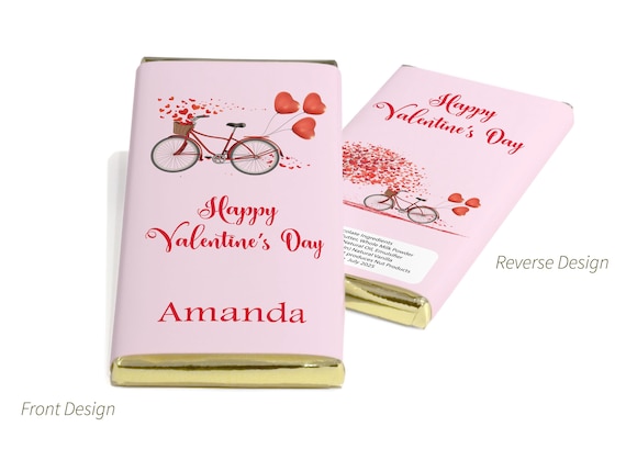 Valentines Chocolate Bars - Personalised Favours - 80g Milk Chocolate Bars in Gold & Silver Foils - V3