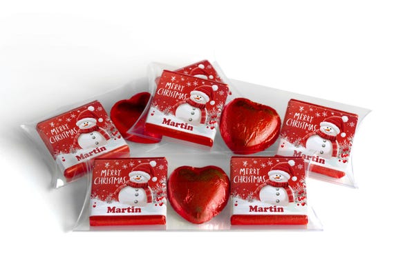 Christmas Chocolate Trio Favours Personalised Neapolitan & Heart Chocolates Party Bag Fillers Xmas Gifts -V18