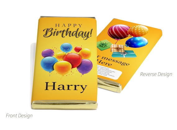 Birthday Burnt Orange Chocolate Bars - Personalised Favors - 60g Milk Chocolate Bars in Gold & Silver Foils - V0
