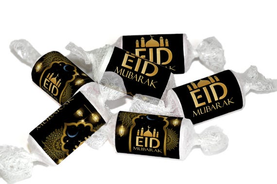 EID Sweets - Personalised Favours - Love Heart Sweets, EID GIFTS - Clear ends - V3-Black