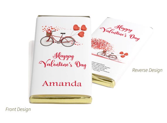 Valentines Chocolate Bars - Personalised Favours - 80g Milk Chocolate Bars in Gold & Silver Foils - V1