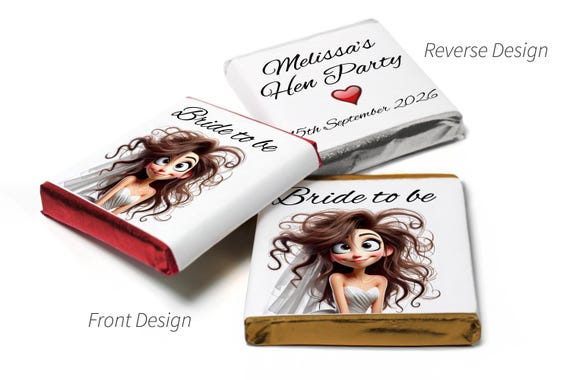 Hen Party Chocolates - Personalised Favours - Neapolitan Bride- V5
