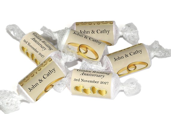 Golden Wedding Anniversary Gifts - Love Heart Sweets - 50th wedding anniversary gifts-V2