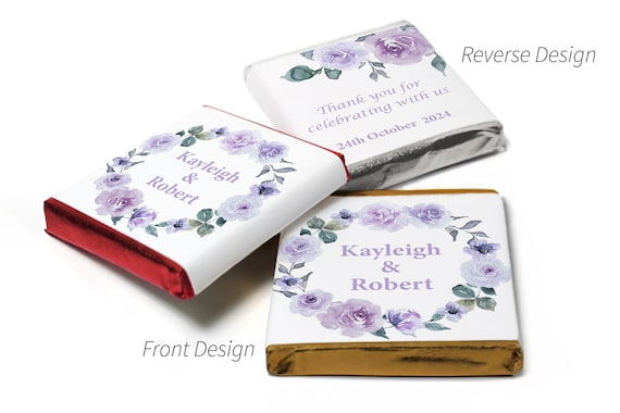 Floral Wedding Chocolates - Personalised Wedding Favours - Neapolitan Chocolates - V23