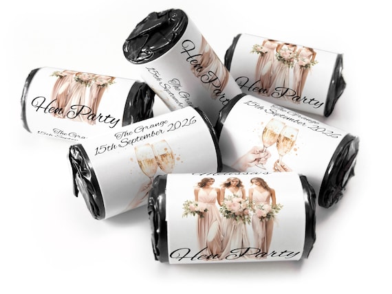 Hen Party Sweets - Personalised Favours - Love Heart Sweets with Inner Foil choices - V9