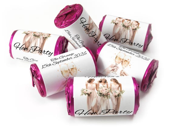Hen Party Sweets - Personalised Favours - Love Heart Sweets with Inner Foil choices - V8