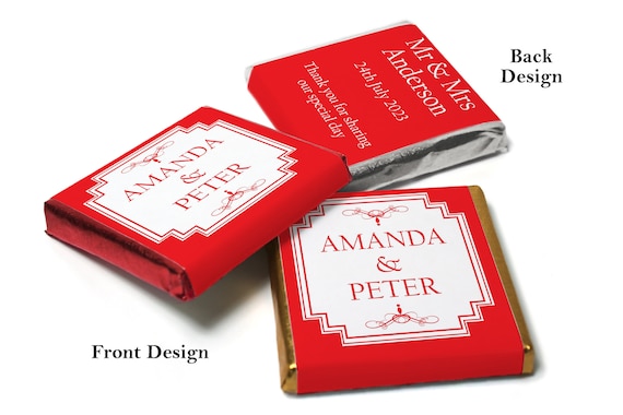 Wedding Chocolates - Personalised Wedding Favours - Neapolitan Chocolates - Gatsby - Red