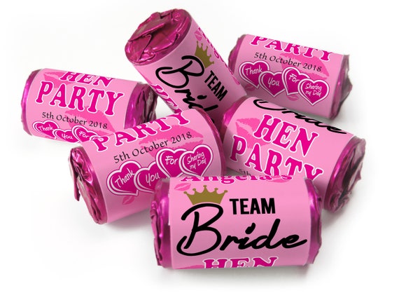 Hen Party Sweets - Personalised Favours - Love Heart Sweets with Inner Foil choices - V6