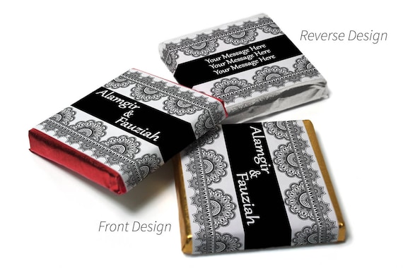 Mehndi / Wedding Chocolates - Personalised Favours - Neapolitan Chocolates - Black Banner