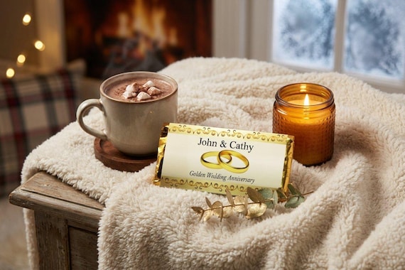Golden Wedding Anniversary Personalised Galaxy Chocolate Bar | 50th Custom Party Favours | Couple's Milestone Gift Idea V2