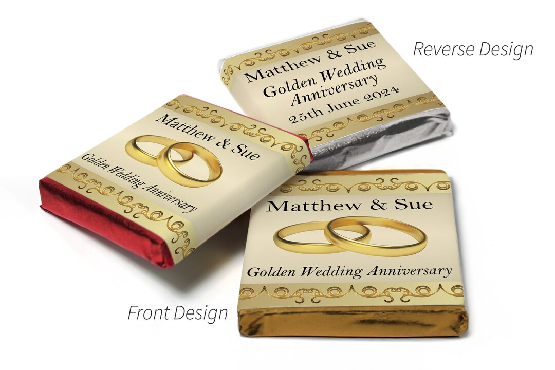 Golden Wedding Anniversary Favours Neapolitan Chocolates V2 Etsy UK