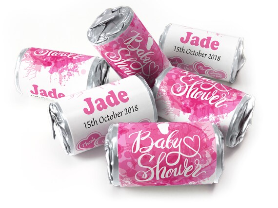 Baby Shower Sweets - Personalised Favours - Love Heart Sweets with Inner Foil choices, Girl in Silver Foils - V3