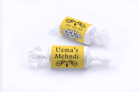 Mehndi Wedding Sweets - Personalised Favours - Love Heart Sweets, Mehndi GIFTS - V1 - Purple