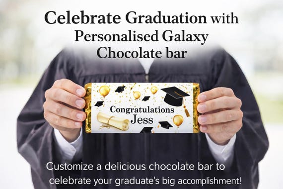 Personalised Galaxy Chocolate Bar – Graduation Celebration Favors - 100g Bar - V1