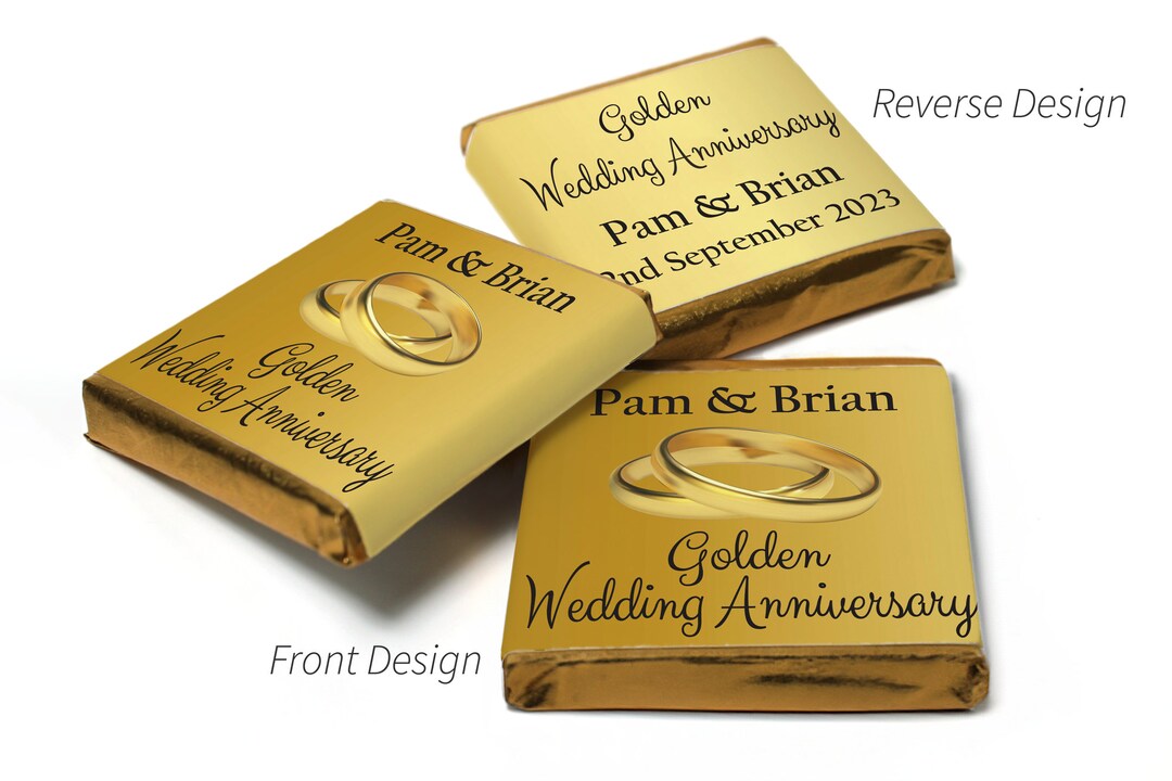 Golden Wedding Anniversary Favours Neapolitan Chocolates V1 Etsy UK