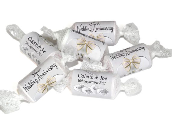 Silver Wedding Anniversary Gifts - Love Heart Sweets - 25th wedding anniversary gifts-V1