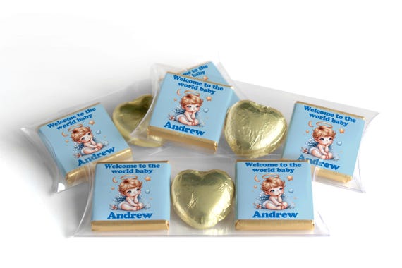 Choc Heart Trio - Baby Shower Chocolates - Personalised Favours - Neapolitan Chocolates V6 Boy