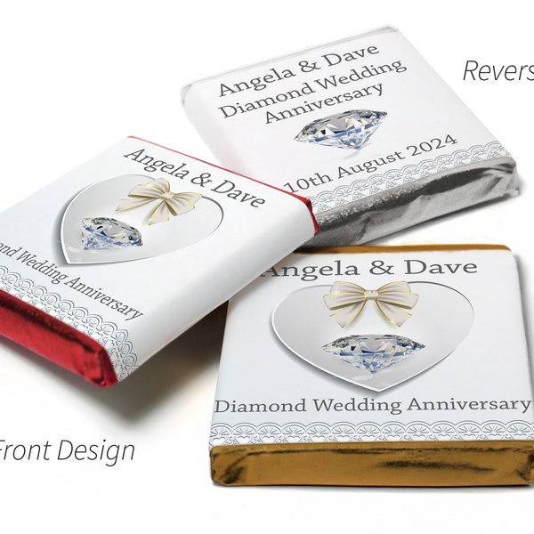 Diamond Wedding Anniversary Favours - Neapolitan Chocolates