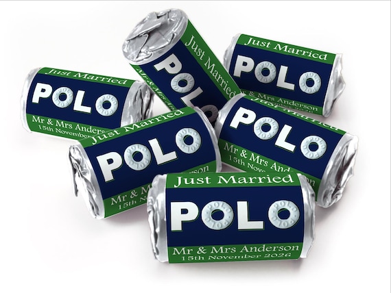 Wedding Sweets - Personalised Wedding Favours - Mini Polo Mints, Foil Choices - V4