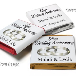 Silver Wedding Anniversary Favours - Neapolitan Chocolates  V1